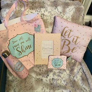 Sparkle & Shine Gift Set with Tote Pillow Coin Purse Water Bottle Frame NEW
